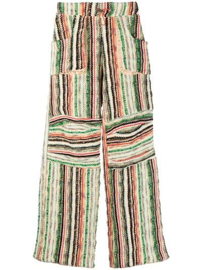 Shop Vitelli Patched Cotton Blend Wool Trousers In Multicolour