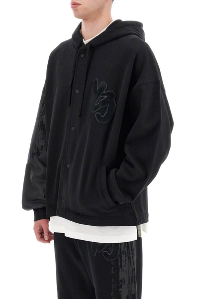 Shop Y-3 Hoodie With Logo Patch In Black