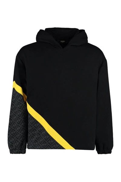 Shop Fendi Cotton Hoodie In Black