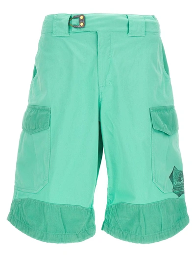 Objects Iv Life Mint Cotton Cargo Bermuda Shorts In Green