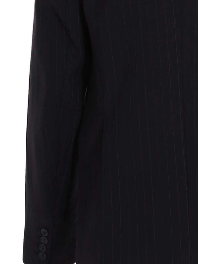 Vtmnts Double-breasted Pinstriped Blazer With Flap Pockets In Blue