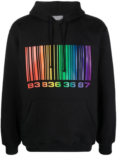 Shop Vtmnts Cotton Rainbow Hoodie In Black