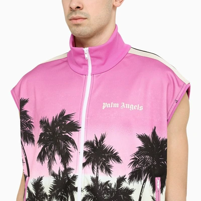 Palm Angels Sunset-print Striped Track Gilet In Purple