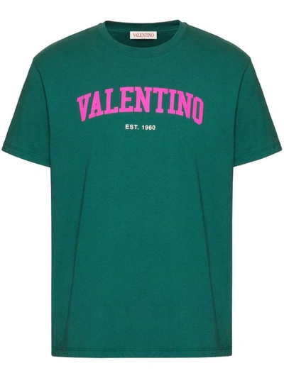 Shop Valentino T-shirt Logo Clothing In Green