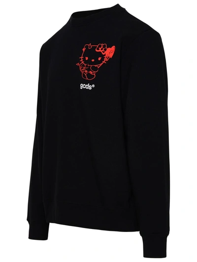 Shop Gcds Hello Kitty Cotton Sweatshirt In Black