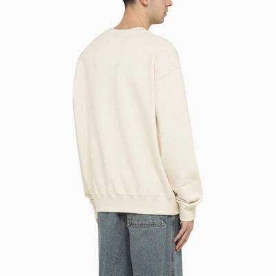 Jil Sander Crew Neck Sweatshirt With Signature Logo In Beige