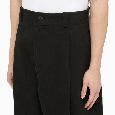 Studio Nicholson Cropped Navy Cotton Trousers In Blue