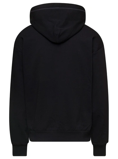 Shop Dolce & Gabbana Black Hoodie With Plated Logo On The Chest In Cotton Man