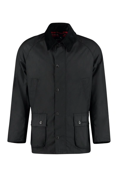 Shop Barbour Ashby Wax Zippered Cotton Jacket In Black