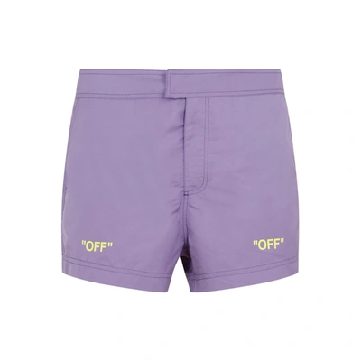 Shop Off-white Off Quote Sunrise Swimshorts Swimwear In Pink &amp; Purple