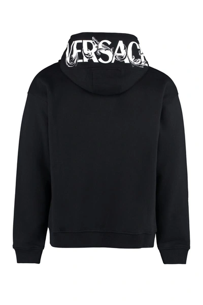 Shop Versace Full Zip Hoodie In Black