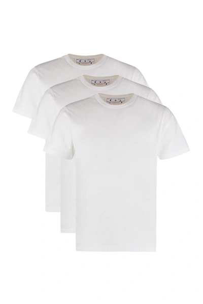 Shop Off-white Set Of Three Cotton T-shirts