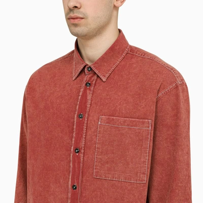 Shop President's Rust Denim Shirt In Red