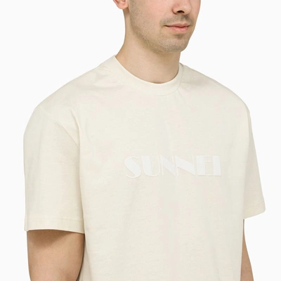 Shop Sunnei Crew-neck T-shirt With Logo In Beige