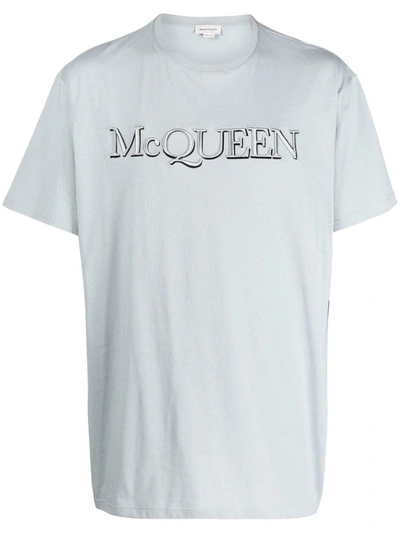 Shop Alexander Mcqueen Cotton T-shirt In Clear Blue
