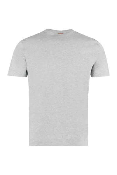 Shop Ermenegildo Zegna Logo Cotton T-shirt In Grey