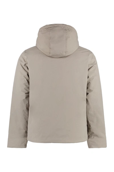 K-way Nylon Jacket With Hood And Drawstrings In Beige