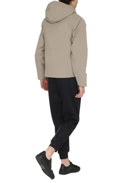 K-way Nylon Jacket With Hood And Drawstrings In Beige