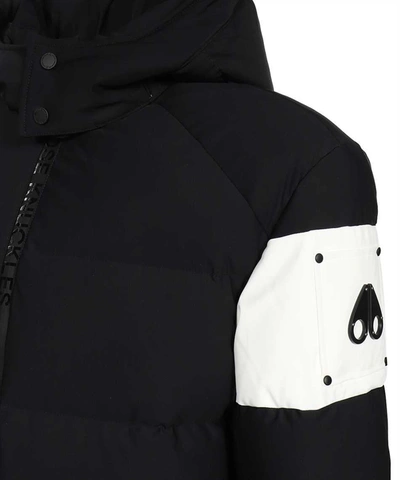 Shop Moose Knuckles Hooded Nylon Down Jacket In Black