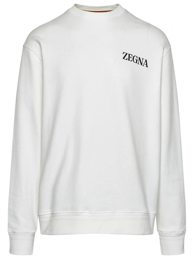 Shop Ermenegildo Zegna White Cotton Sweatshirt