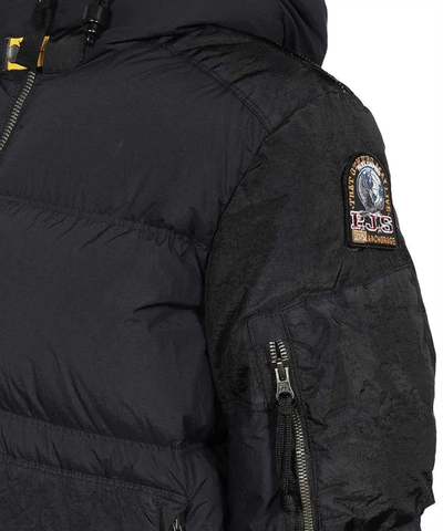 Parajumpers Two-tone Hooded Padded Jacket In Black