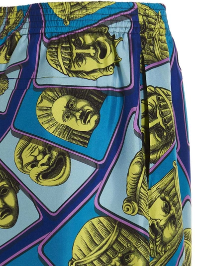 Shop Versace Bermuda 'masks Foulard' In Multicolor