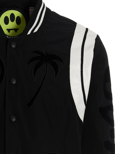 Shop Barrow Flocked Print And Embroidery Bomber Jacket In Black