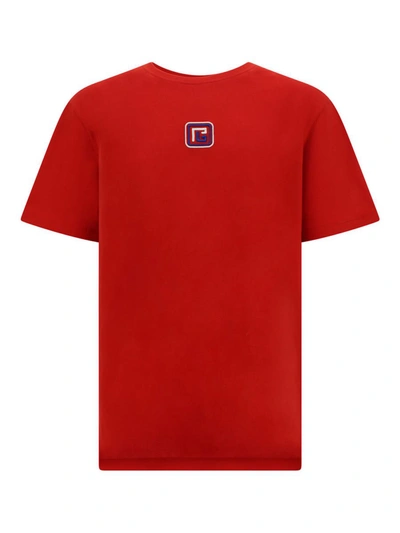 Shop Balmain T-shirts In Rouge Vif/creme/bleu Moyen