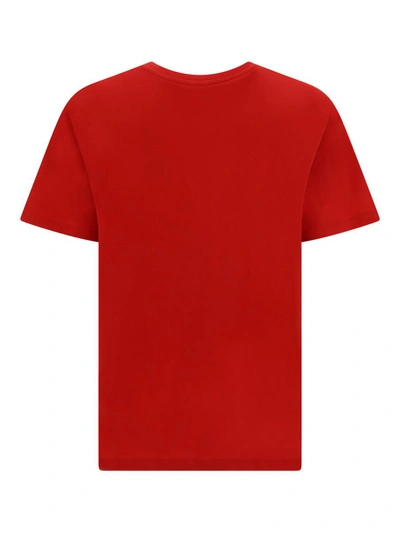 Shop Balmain T-shirts In Rouge Vif/creme/bleu Moyen