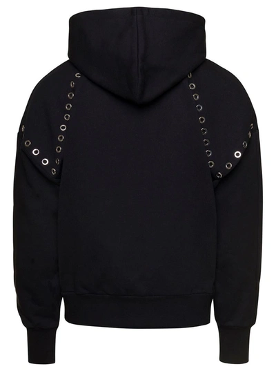 Shop Alexander Mcqueen Black Hoodie With Eyelet Details In Cotton Man