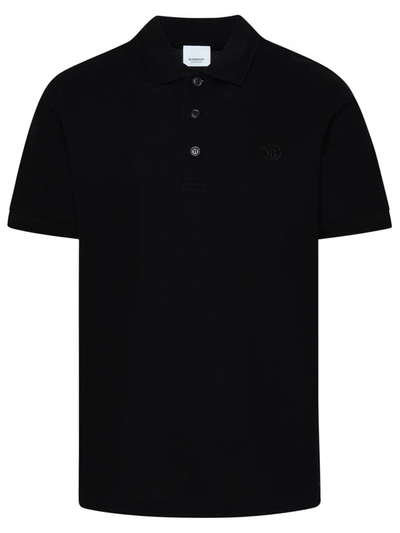 Shop Burberry Black Cotton Eddie Polo Shirt