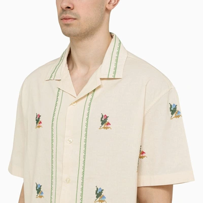 Shop President's Ecru Shirt With Embroidery In Beige