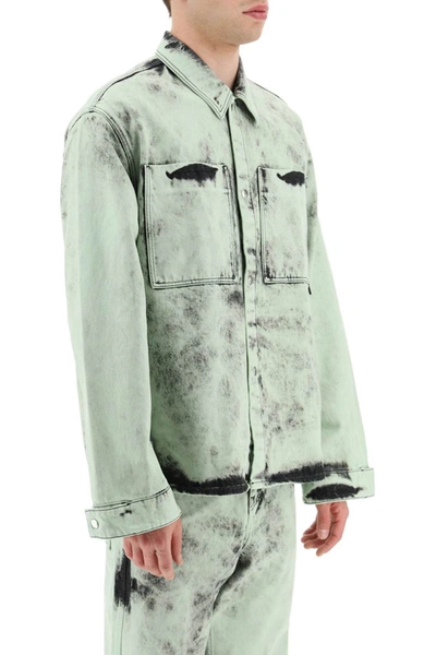 Shop Oamc 'falesia' Denim Shirt In Green