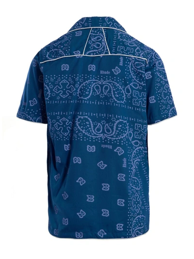 Shop Rhude Bandana Print Shirt In Blue