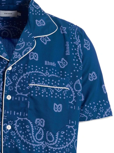 Shop Rhude Bandana Print Shirt In Blue