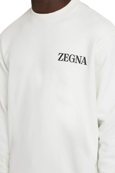 Shop Ermenegildo Zegna Zegna Logo Detail Cotton Sweatshirt In White