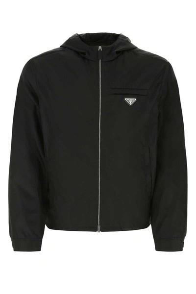 Prada Re-nylon Puffer Jacket In Black