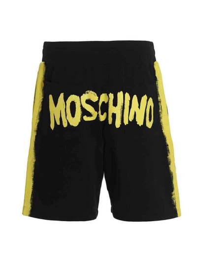Shop Moschino Logo Print Bermuda Shorts In Black