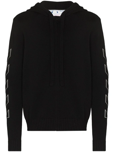 Shop Off-white Diagonal Outline Zipped Hoodie In Black
