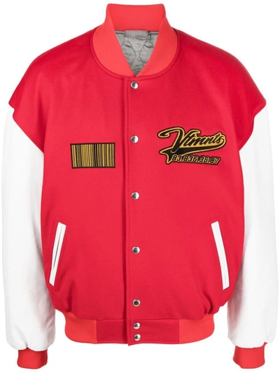 Vtmnts College Logo Wool Bomber Jacket In Red