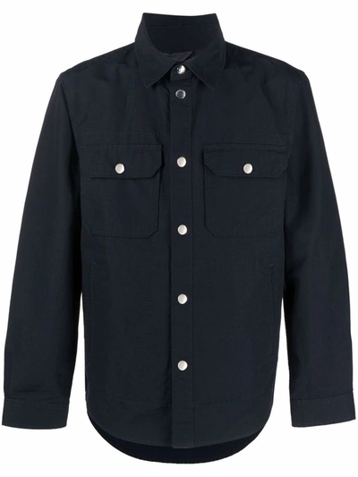 Shop Woolrich Multi-pocket Cotton Blend Shirt In Blue
