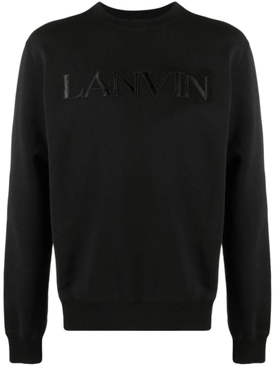 Shop Lanvin Logo Cotton Sweatshirt In Black