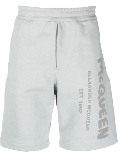 Shop Alexander Mcqueen Shorts With Print In Grey