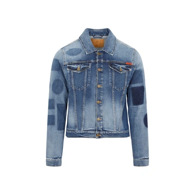 Shop Martine Rose Logo-patch Denim Jacket Shirt In Blue