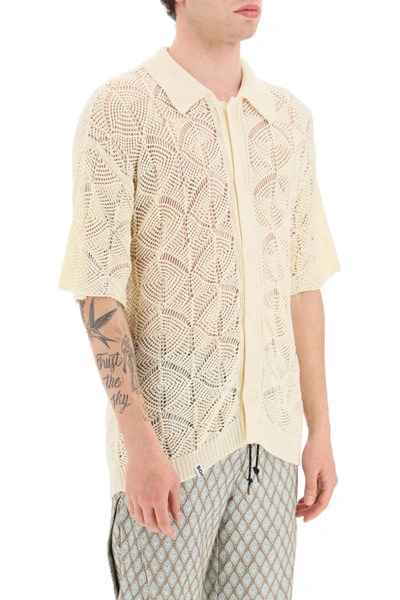 Shop Bonsai Crochet Short Sleeve Shirt In White