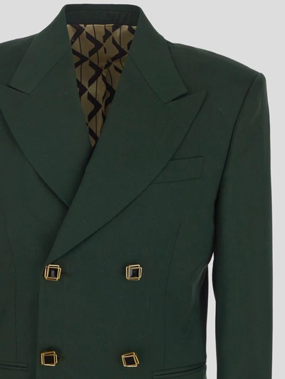 Shop Canaku Çanaku Jacket In <p>çanaku Jacket In Green Wool With Gold-tone Buttons