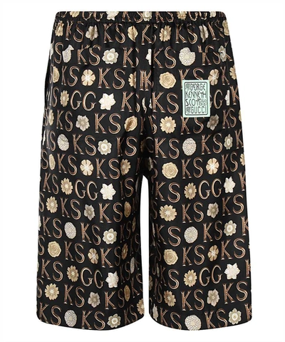 Shop Gucci X Ken Scott - Printed Silk Shorts In Black
