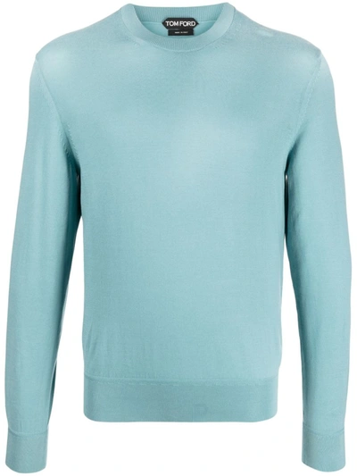 Shop Tom Ford Cotton Sweater In Clear Blue