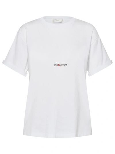 Shop Saint Laurent T-shirt In Cotone Bianca In White