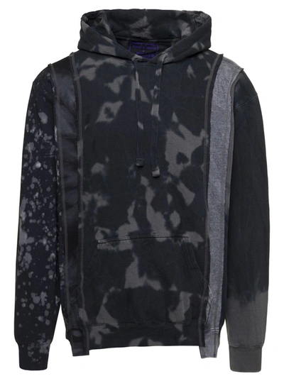 Shop Needles 'five Cuts' Grey Patchwork Tie-dye Hooded Sweatshirt Man